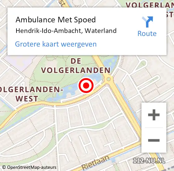 Locatie op kaart van de 112 melding: Ambulance Met Spoed Naar Hendrik-Ido-Ambacht, Waterland op 8 december 2023 08:12