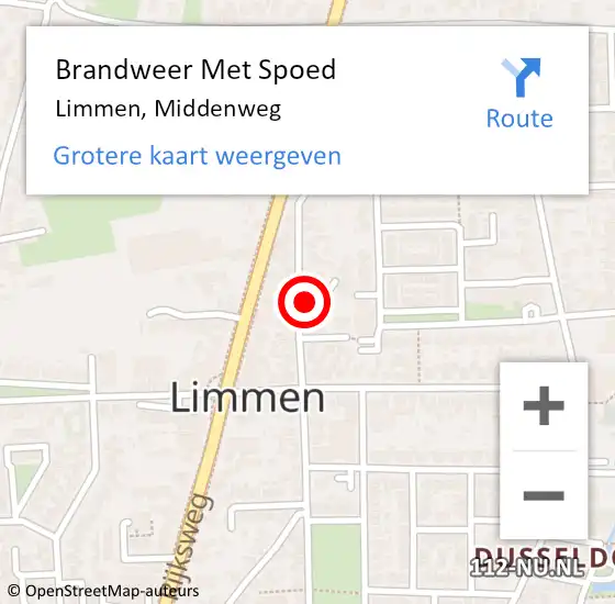Locatie op kaart van de 112 melding: Brandweer Met Spoed Naar Limmen, Middenweg op 8 december 2023 09:10