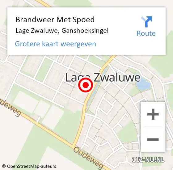 Locatie op kaart van de 112 melding: Brandweer Met Spoed Naar Lage Zwaluwe, Ganshoeksingel op 8 december 2023 10:28