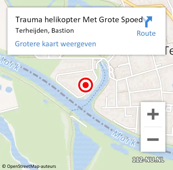 Locatie op kaart van de 112 melding: Trauma helikopter Met Grote Spoed Naar Terheijden, Bastion op 8 december 2023 10:43