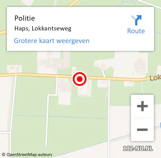 Locatie op kaart van de 112 melding: Politie Haps, Lokkantseweg op 8 december 2023 11:41