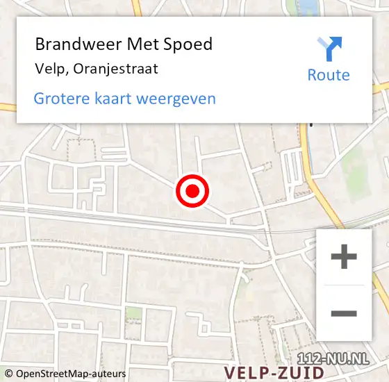 Locatie op kaart van de 112 melding: Brandweer Met Spoed Naar Velp, Oranjestraat op 8 december 2023 12:35