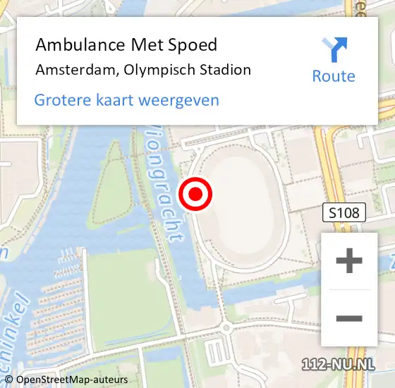 Locatie op kaart van de 112 melding: Ambulance Met Spoed Naar Amsterdam, Olympisch Stadion op 8 december 2023 13:08