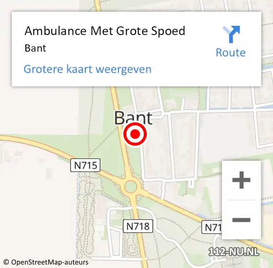 Locatie op kaart van de 112 melding: Ambulance Met Grote Spoed Naar Bant op 8 december 2023 13:12