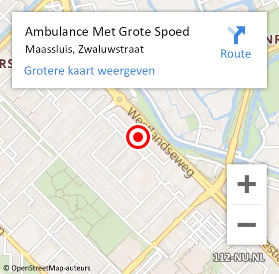 Locatie op kaart van de 112 melding: Ambulance Met Grote Spoed Naar Maassluis, Zwaluwstraat op 8 december 2023 13:18