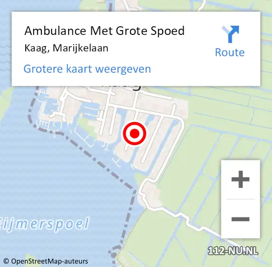 Locatie op kaart van de 112 melding: Ambulance Met Grote Spoed Naar Kaag, Marijkelaan op 8 december 2023 13:30