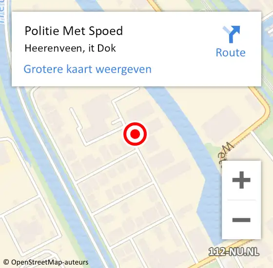 Locatie op kaart van de 112 melding: Politie Met Spoed Naar Heerenveen, it Dok op 8 december 2023 14:00