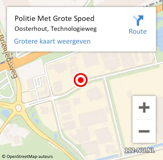 Locatie op kaart van de 112 melding: Politie Met Grote Spoed Naar Oosterhout, Technologieweg op 8 december 2023 14:27