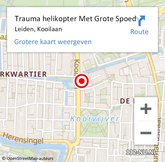 Locatie op kaart van de 112 melding: Trauma helikopter Met Grote Spoed Naar Leiden, Kooilaan op 8 december 2023 14:36