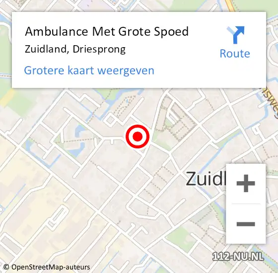Locatie op kaart van de 112 melding: Ambulance Met Grote Spoed Naar Zuidland, Driesprong op 8 december 2023 15:12