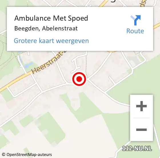 Locatie op kaart van de 112 melding: Ambulance Met Spoed Naar Beegden, Abelenstraat op 8 december 2023 15:21