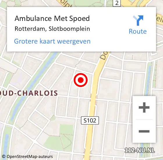 Locatie op kaart van de 112 melding: Ambulance Met Spoed Naar Rotterdam, Slotboomplein op 8 december 2023 16:15