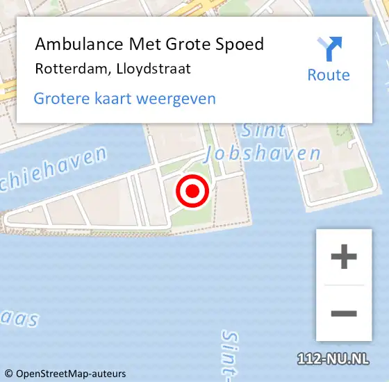Locatie op kaart van de 112 melding: Ambulance Met Grote Spoed Naar Rotterdam, Lloydstraat op 8 december 2023 16:25