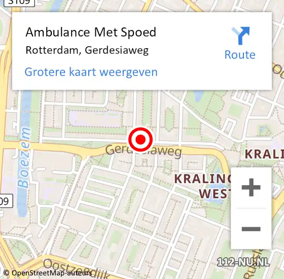 Locatie op kaart van de 112 melding: Ambulance Met Spoed Naar Rotterdam, Gerdesiaweg op 8 december 2023 16:48