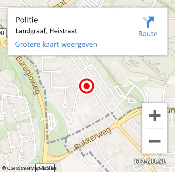 Locatie op kaart van de 112 melding: Politie Landgraaf, Heistraat op 8 december 2023 17:43