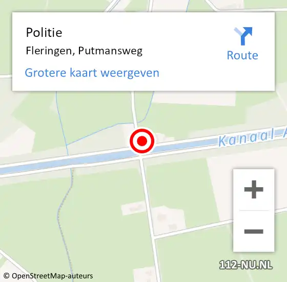 Locatie op kaart van de 112 melding: Politie Fleringen, Putmansweg op 8 december 2023 18:24