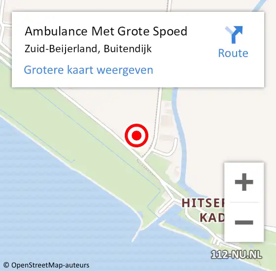 Locatie op kaart van de 112 melding: Ambulance Met Grote Spoed Naar Zuid-Beijerland, Buitendijk op 8 december 2023 18:53