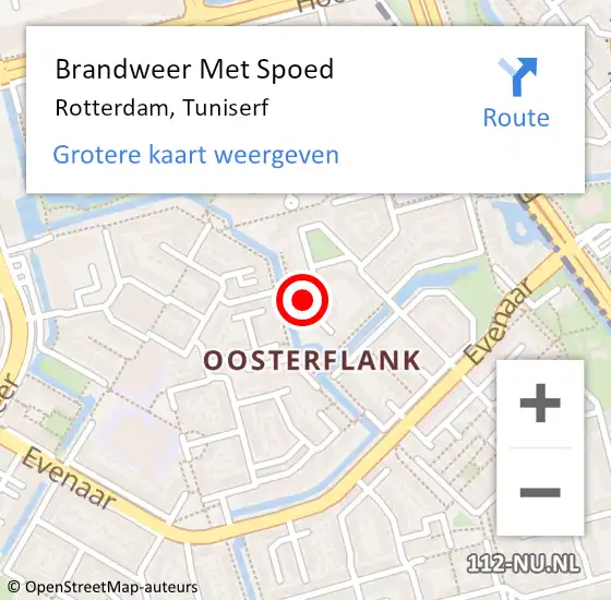 Locatie op kaart van de 112 melding: Brandweer Met Spoed Naar Rotterdam, Tuniserf op 8 december 2023 19:47