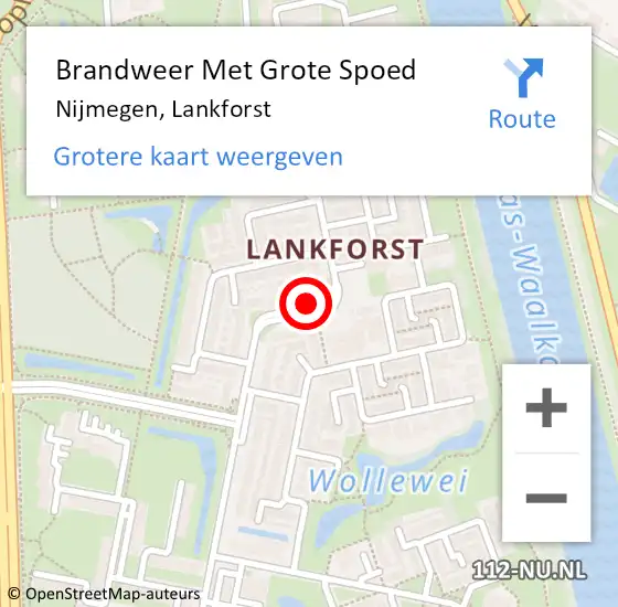 Locatie op kaart van de 112 melding: Brandweer Met Grote Spoed Naar Nijmegen, Lankforst op 8 december 2023 20:05