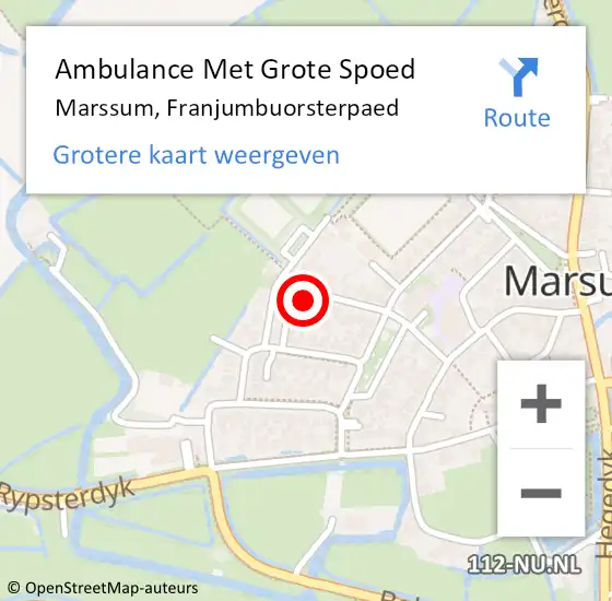 Locatie op kaart van de 112 melding: Ambulance Met Grote Spoed Naar Marssum, Franjumbuorsterpaed op 17 september 2014 20:52