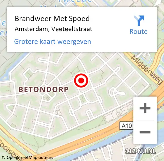 Locatie op kaart van de 112 melding: Brandweer Met Spoed Naar Amsterdam, Veeteeltstraat op 8 december 2023 20:43