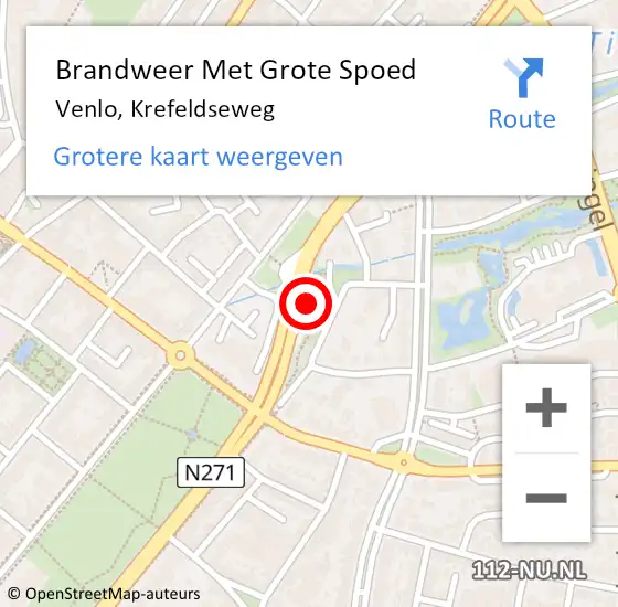 Locatie op kaart van de 112 melding: Brandweer Met Grote Spoed Naar Venlo, Krefeldseweg op 8 december 2023 21:55