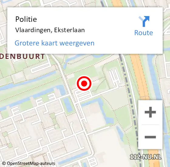 Locatie op kaart van de 112 melding: Politie Vlaardingen, Eksterlaan op 8 december 2023 22:07