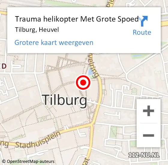 Locatie op kaart van de 112 melding: Trauma helikopter Met Grote Spoed Naar Tilburg, Heuvel op 8 december 2023 22:22