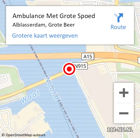 Locatie op kaart van de 112 melding: Ambulance Met Grote Spoed Naar Alblasserdam, Grote Beer op 8 december 2023 22:30