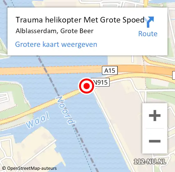 Locatie op kaart van de 112 melding: Trauma helikopter Met Grote Spoed Naar Alblasserdam, Grote Beer op 8 december 2023 22:35