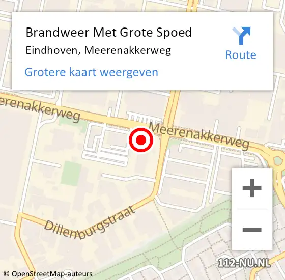 Locatie op kaart van de 112 melding: Brandweer Met Grote Spoed Naar Eindhoven, Meerenakkerweg op 9 december 2023 00:47