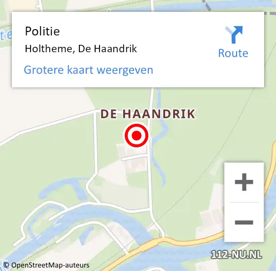 Locatie op kaart van de 112 melding: Politie Holtheme, De Haandrik op 9 december 2023 00:56