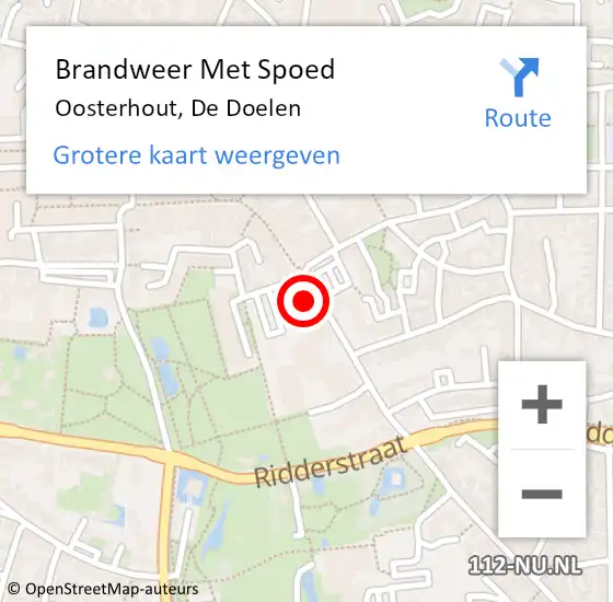 Locatie op kaart van de 112 melding: Brandweer Met Spoed Naar Oosterhout, De Doelen op 9 december 2023 03:54