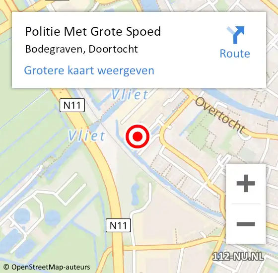 Locatie op kaart van de 112 melding: Politie Met Grote Spoed Naar Bodegraven, Doortocht op 9 december 2023 06:02