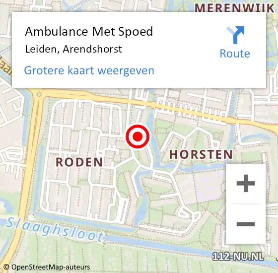 Locatie op kaart van de 112 melding: Ambulance Met Spoed Naar Leiden, Arendshorst op 9 december 2023 09:26