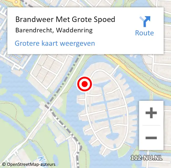 Locatie op kaart van de 112 melding: Brandweer Met Grote Spoed Naar Barendrecht, Waddenring op 9 december 2023 09:58