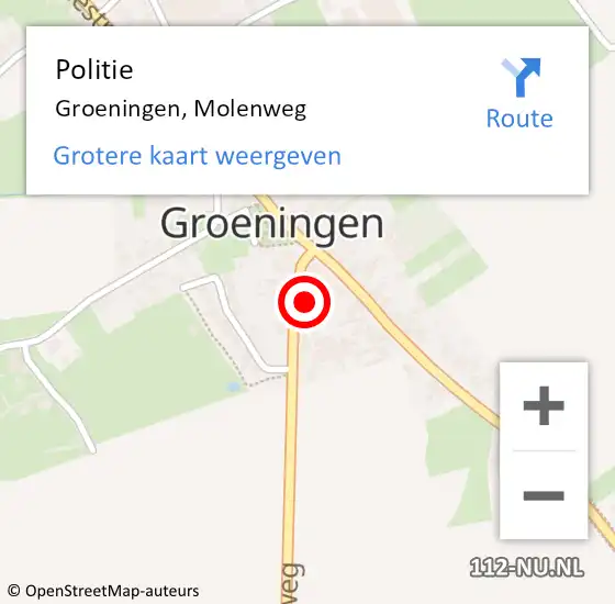 Locatie op kaart van de 112 melding: Politie Groeningen, Molenweg op 9 december 2023 11:10