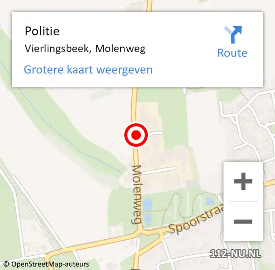 Locatie op kaart van de 112 melding: Politie Vierlingsbeek, Molenweg op 9 december 2023 11:11