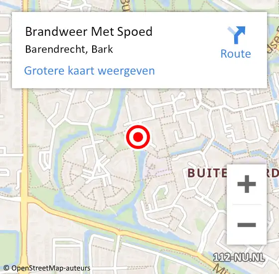 Locatie op kaart van de 112 melding: Brandweer Met Spoed Naar Barendrecht, Bark op 9 december 2023 11:35