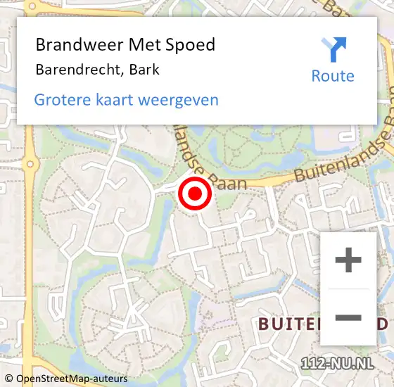 Locatie op kaart van de 112 melding: Brandweer Met Spoed Naar Barendrecht, Bark op 9 december 2023 11:35