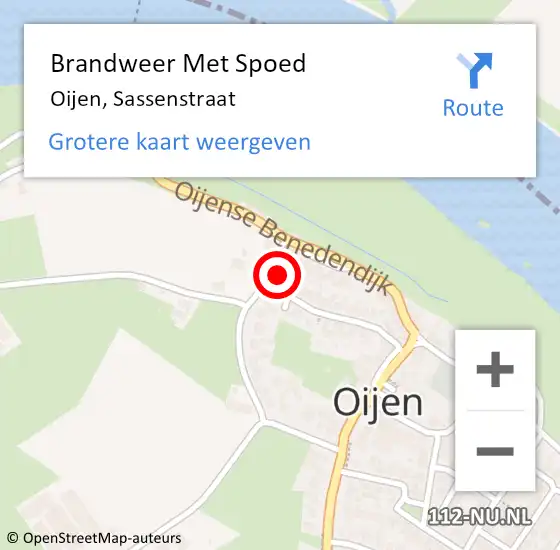 Locatie op kaart van de 112 melding: Brandweer Met Spoed Naar Oijen, Sassenstraat op 9 december 2023 11:52