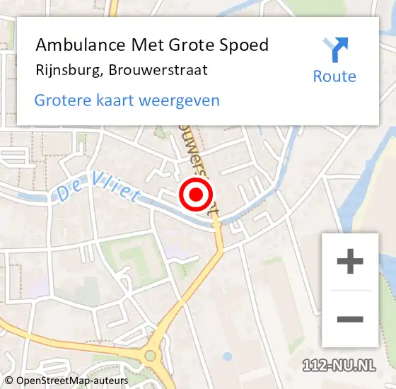 Locatie op kaart van de 112 melding: Ambulance Met Grote Spoed Naar Rijnsburg, Brouwerstraat op 9 december 2023 12:20