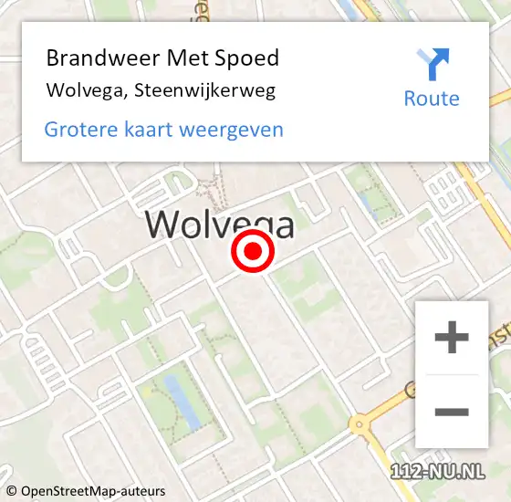 Locatie op kaart van de 112 melding: Brandweer Met Spoed Naar Wolvega, Steenwijkerweg op 9 december 2023 12:26