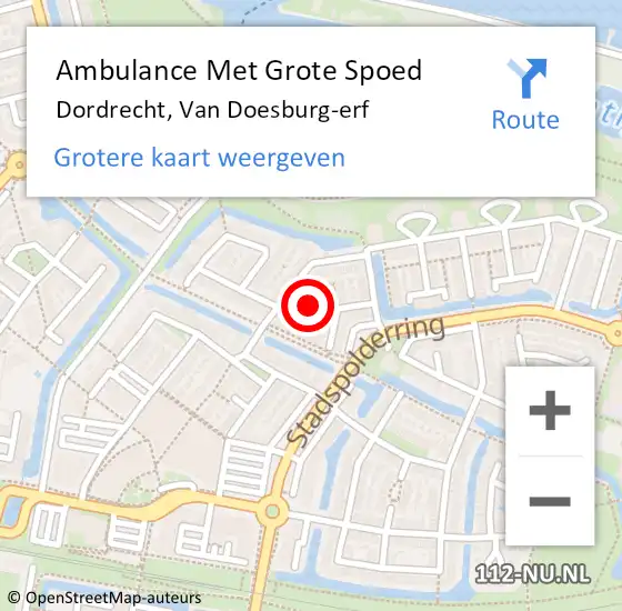 Locatie op kaart van de 112 melding: Ambulance Met Grote Spoed Naar Dordrecht, Van Doesburg-erf op 9 december 2023 12:45