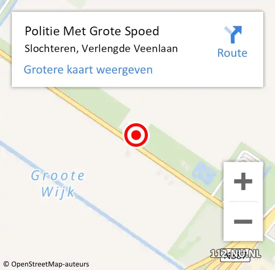 Locatie op kaart van de 112 melding: Politie Met Grote Spoed Naar Slochteren, Verlengde Veenlaan op 9 december 2023 13:16