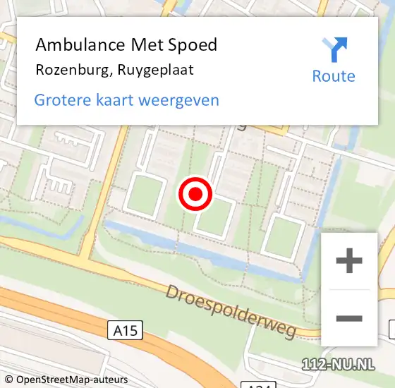 Locatie op kaart van de 112 melding: Ambulance Met Spoed Naar Rozenburg, Ruygeplaat op 9 december 2023 13:22