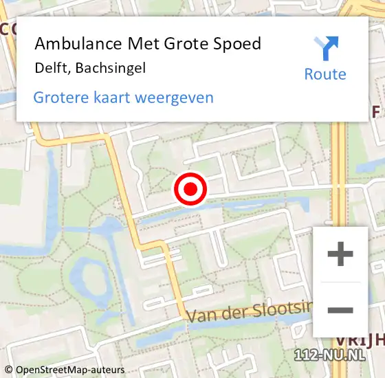 Locatie op kaart van de 112 melding: Ambulance Met Grote Spoed Naar Delft, Bachsingel op 9 december 2023 13:29