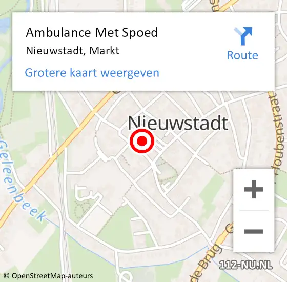 Locatie op kaart van de 112 melding: Ambulance Met Spoed Naar Nieuwstadt, Markt op 9 december 2023 14:01