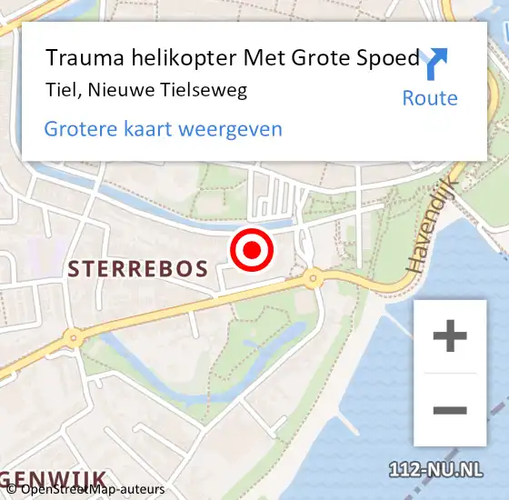 Locatie op kaart van de 112 melding: Trauma helikopter Met Grote Spoed Naar Tiel, Nieuwe Tielseweg op 9 december 2023 14:12