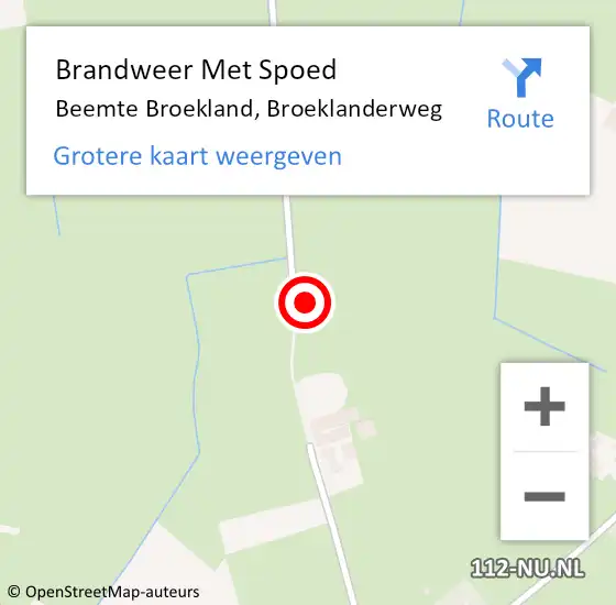 Locatie op kaart van de 112 melding: Brandweer Met Spoed Naar Beemte Broekland, Broeklanderweg op 9 december 2023 14:14